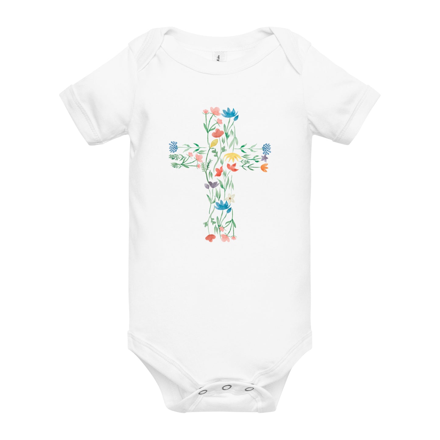 Floral Cross Baby Short Sleeve One Piece