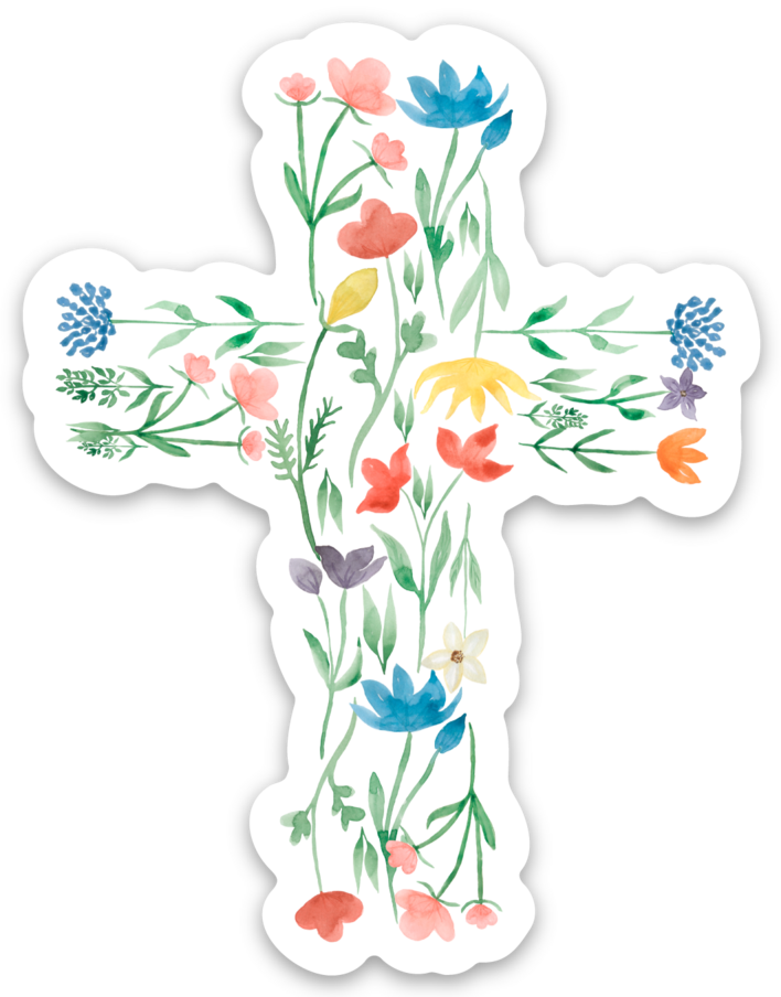 Wildflower Cross Sticker