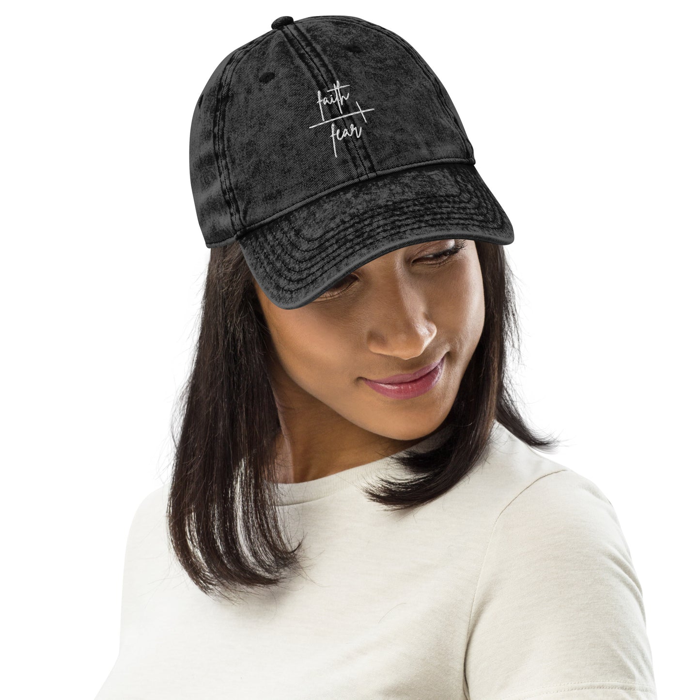 Faith Over Fear Embroidered Vintage Cotton Twill Cap