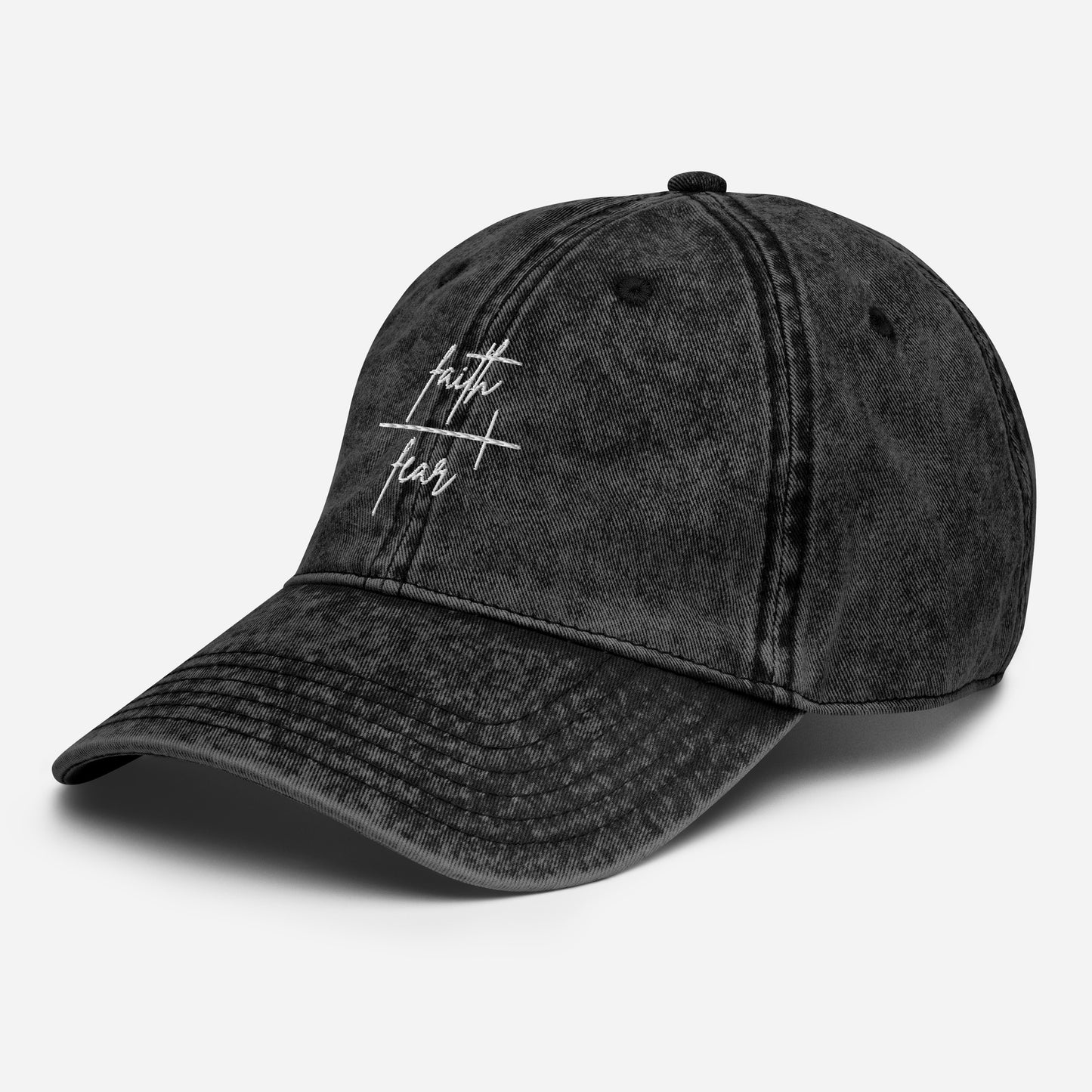 Faith Over Fear Embroidered Vintage Cotton Twill Cap