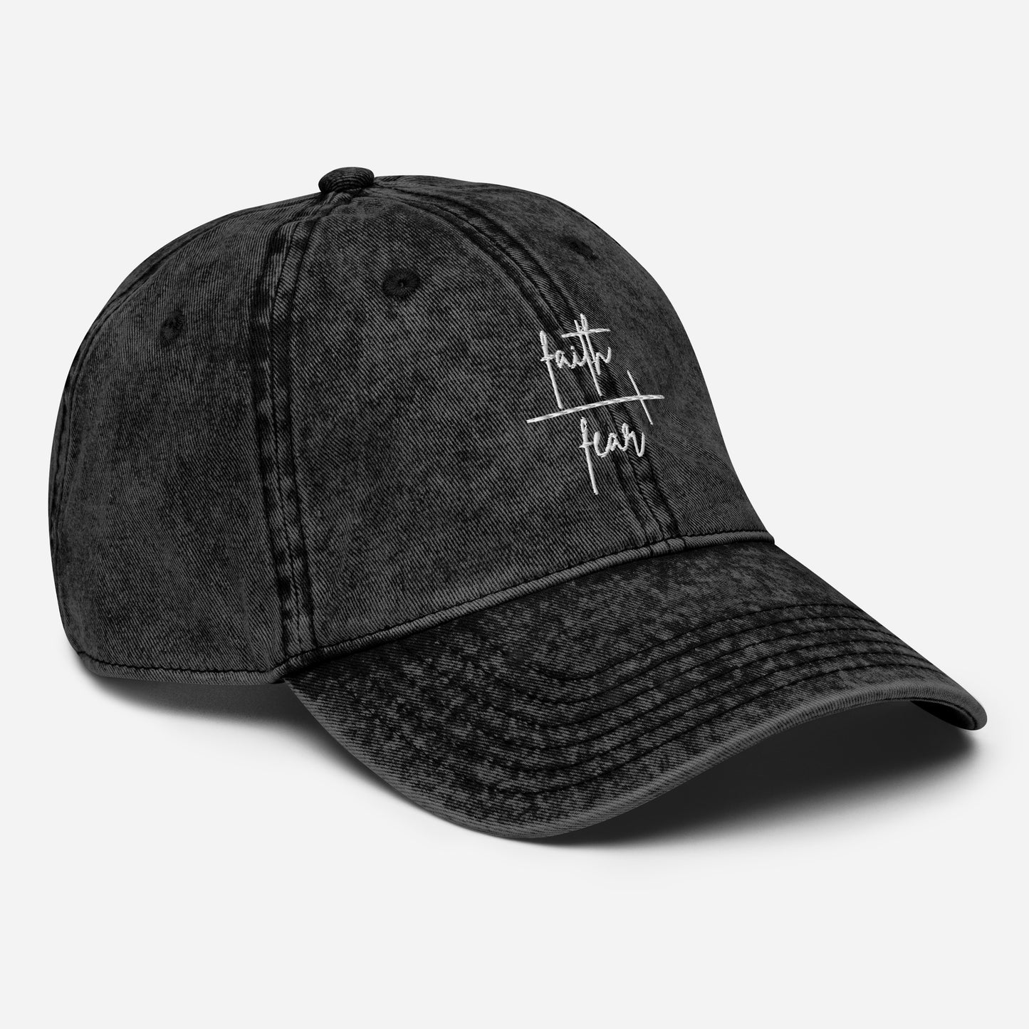 Faith Over Fear Embroidered Vintage Cotton Twill Cap