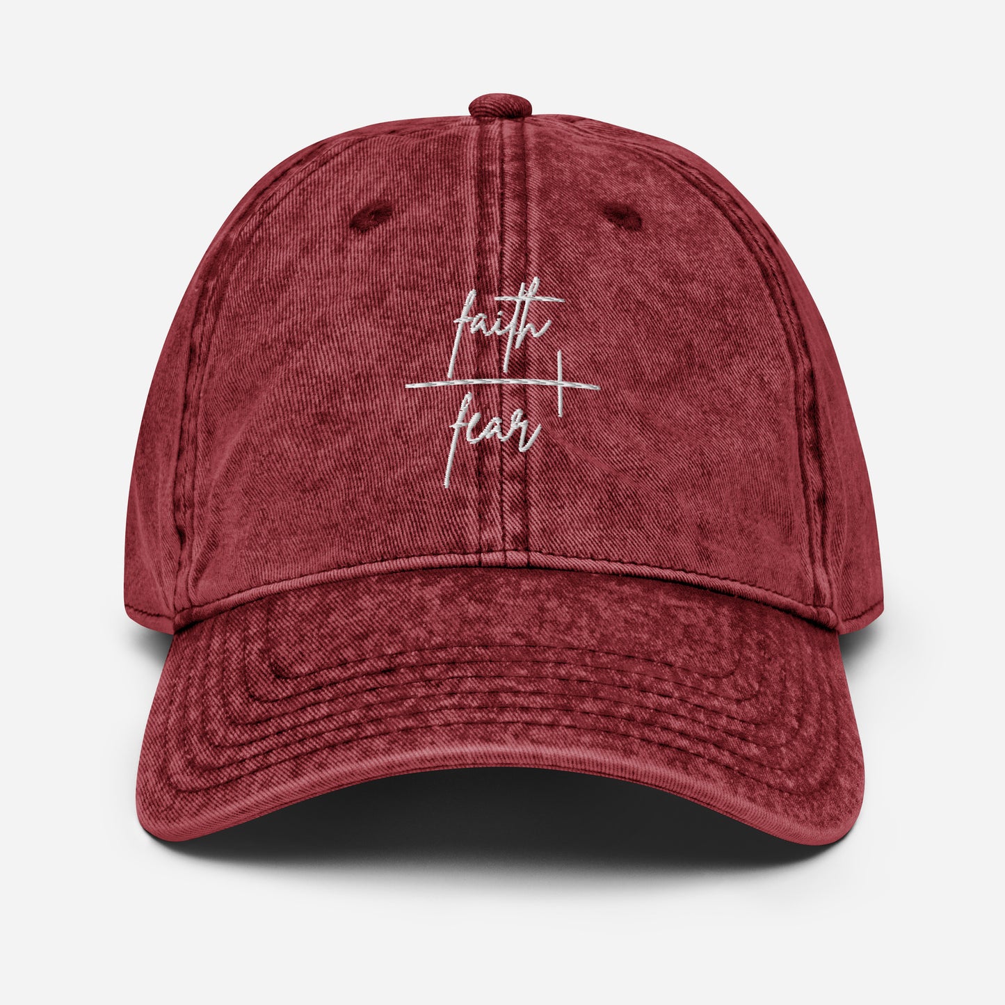 Faith Over Fear Embroidered Vintage Cotton Twill Cap