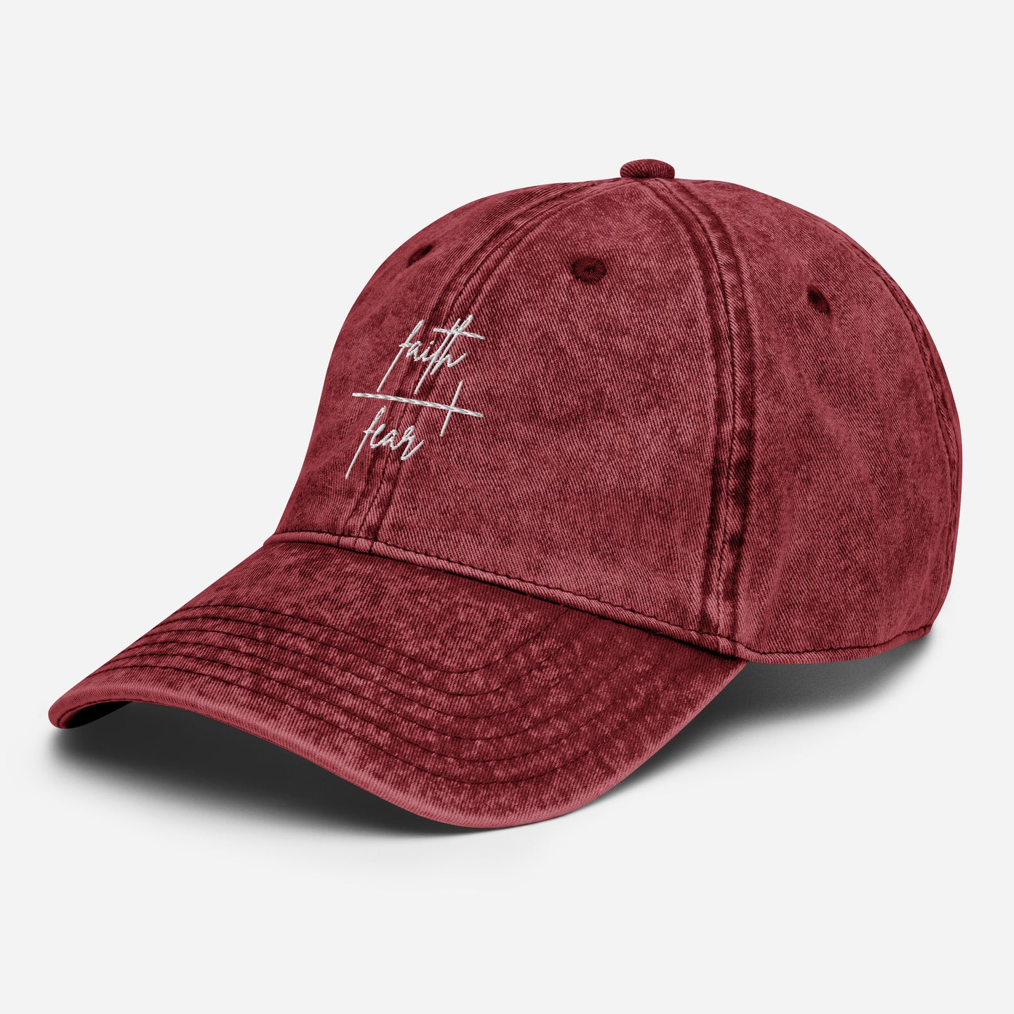 Faith Over Fear Embroidered Vintage Cotton Twill Cap