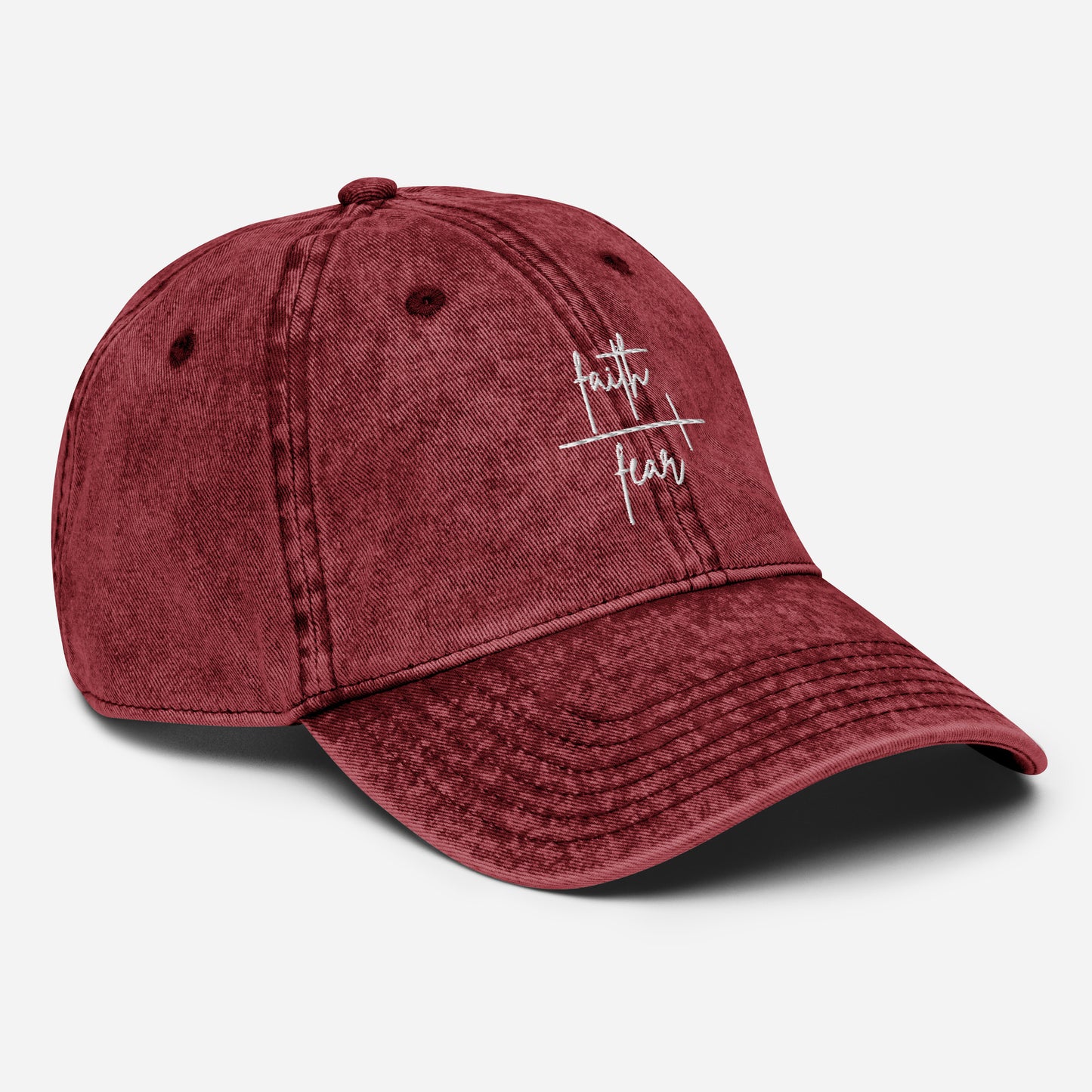 Faith Over Fear Embroidered Vintage Cotton Twill Cap